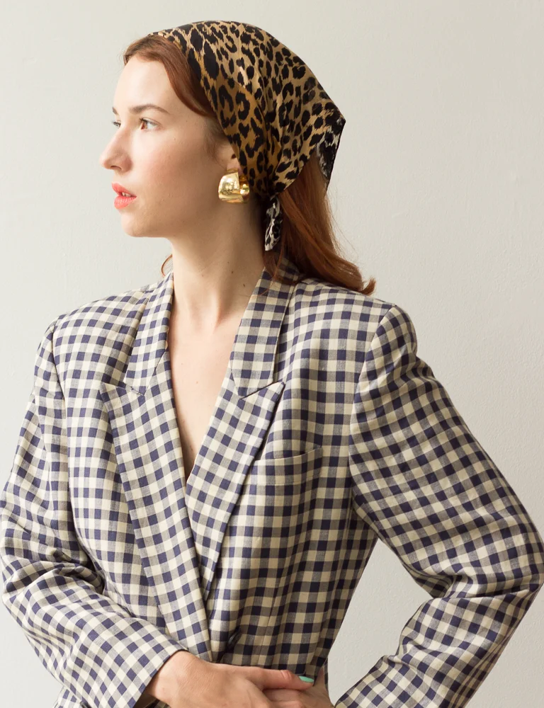 1980s Leopard Print Silk Kerchief Scarf