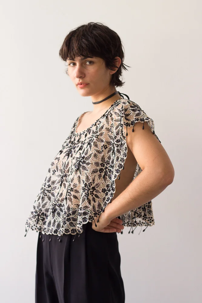 1940s Hand Beaded Filipiniana Kimona Top