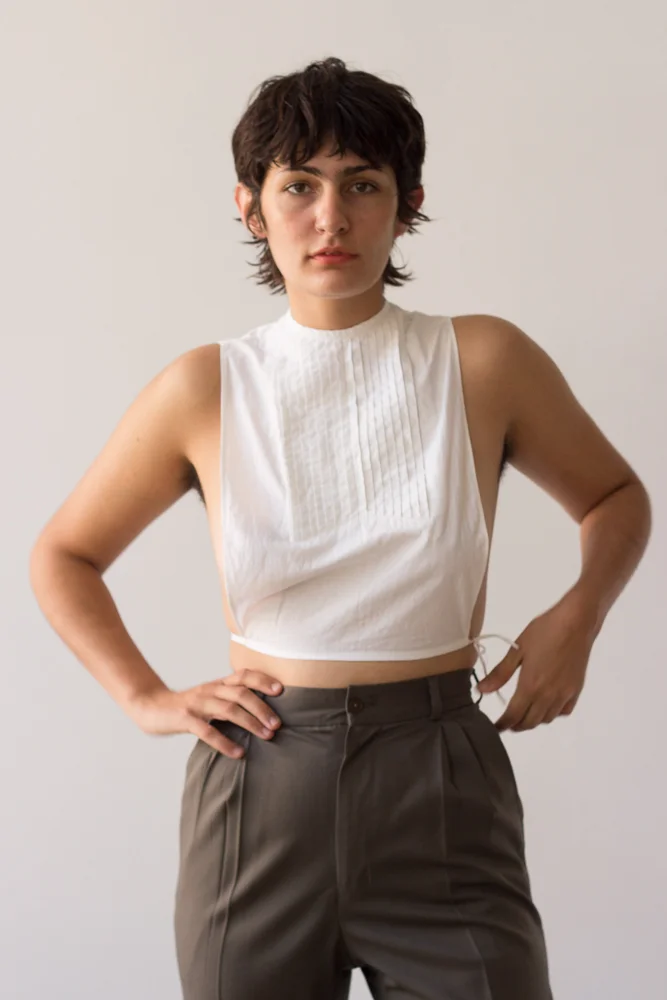 1940s White Cotton Tuxedo Dickie