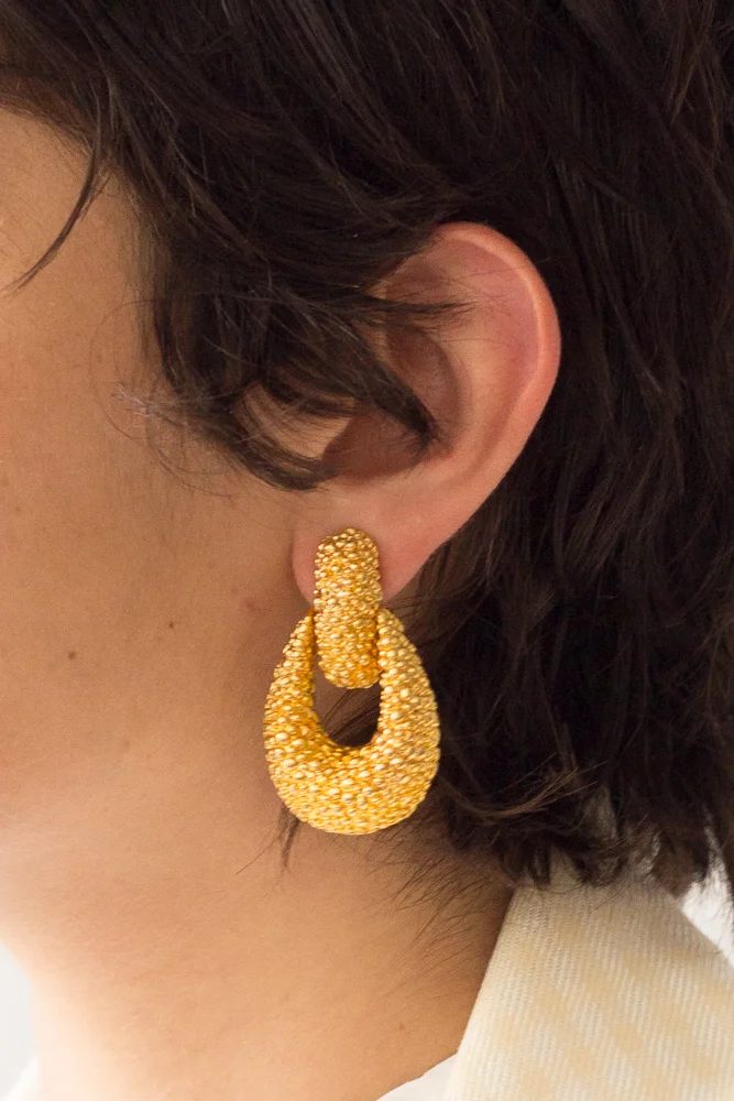 1980s Ann Klein Textured Doorknocker Earrings