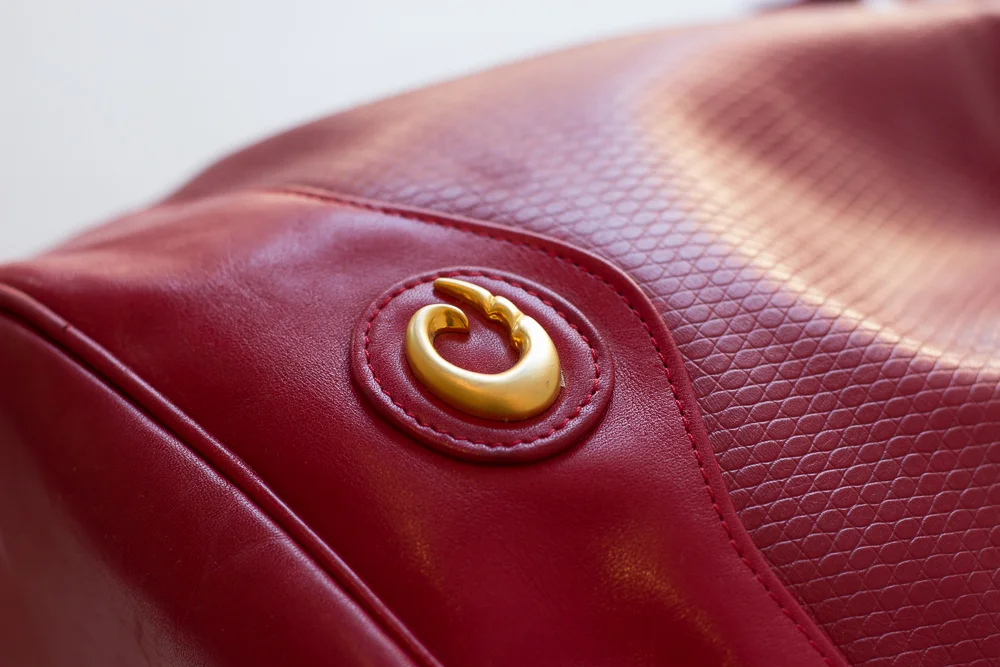 1980s Oscar de la Renta Red Leather Bucket Bag