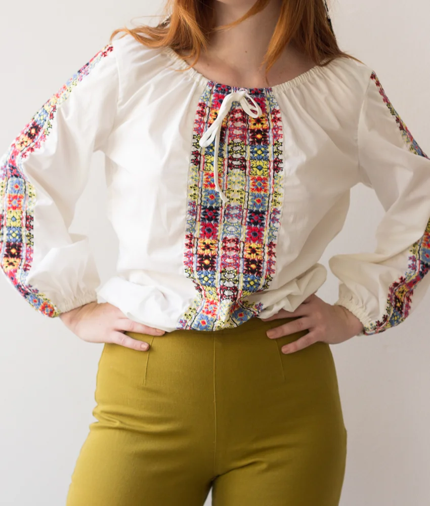 1970s Embroidered Peasant Top
