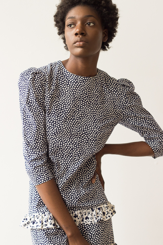 1980s Cotton Dot Print Ruffled Dress