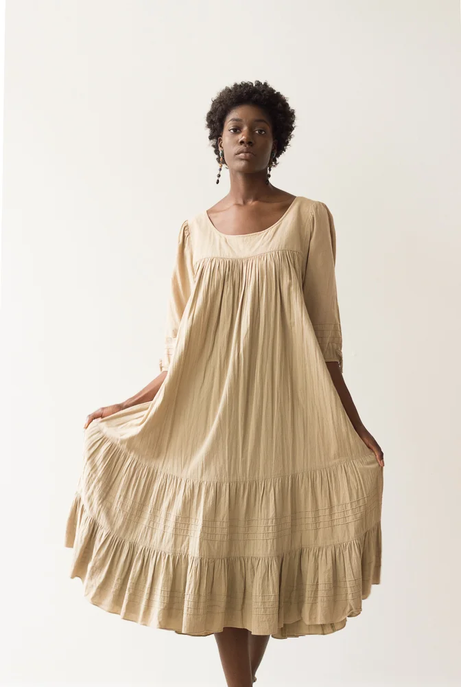 1970s Two Potato Too Tan Cotton Tent Dress Wayward Collection 1970s Two Potato Too Tan Cotton Tent Dress Wayward Collection