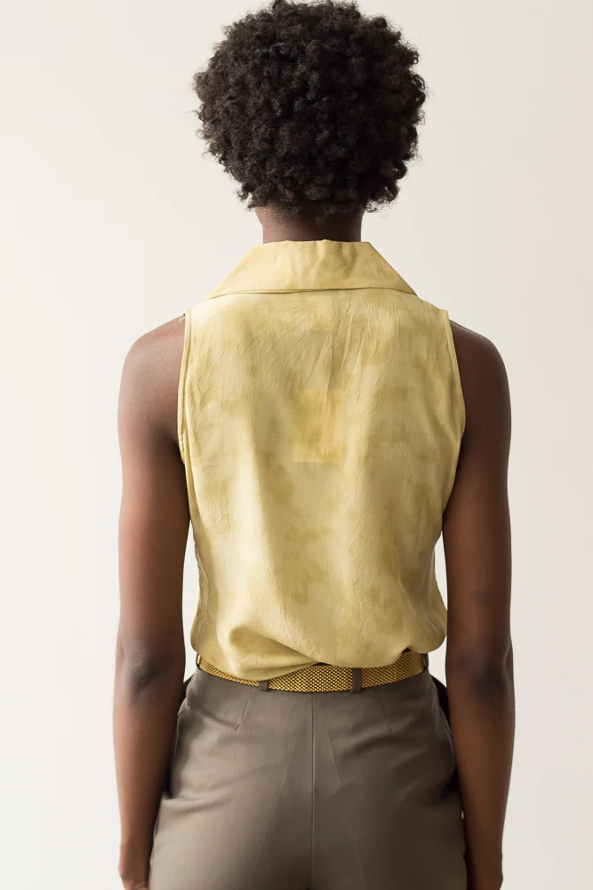 1990s Tie Dye Silk Sleeveless Top