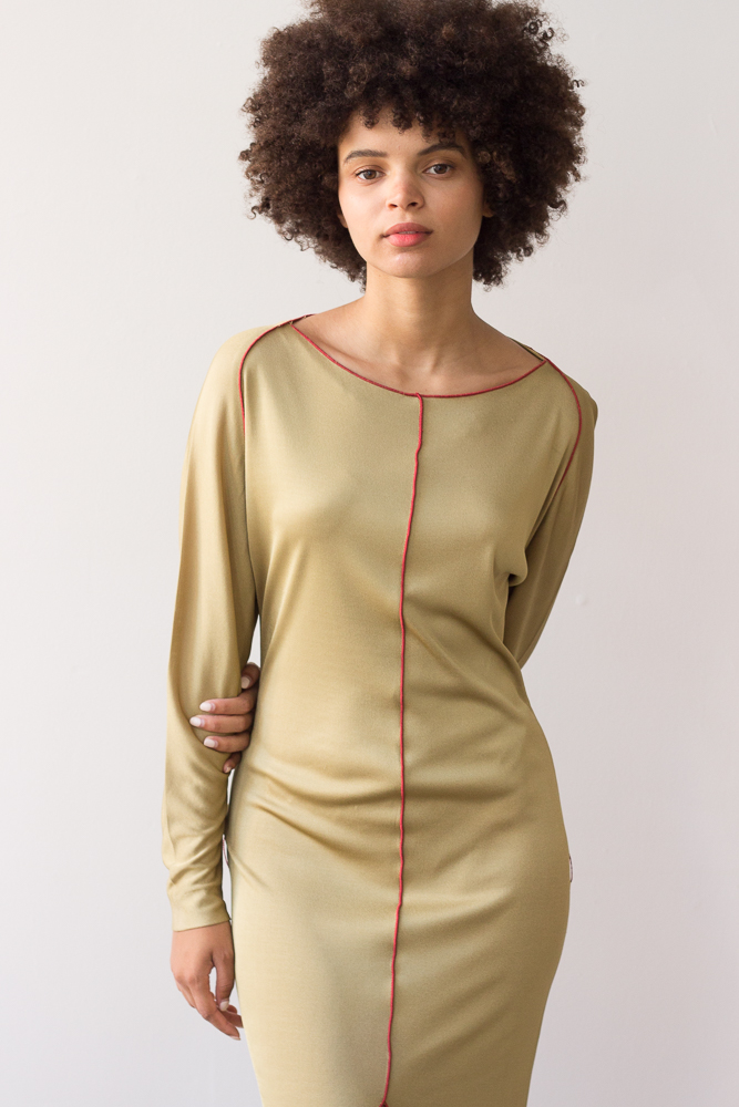 1970s Matte Jersey Seamed Dress