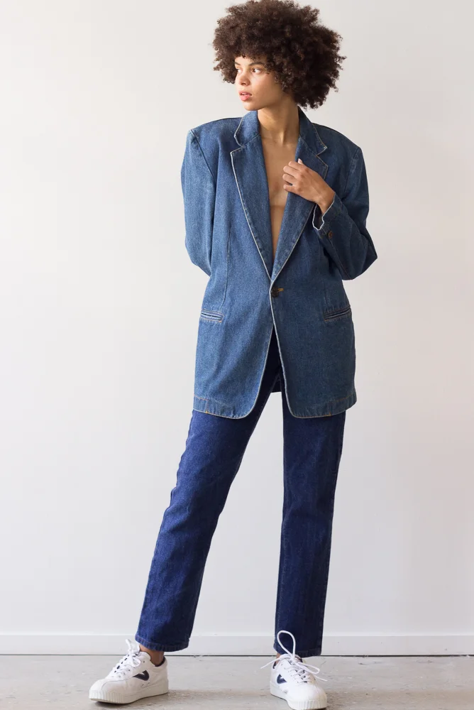 1980s DKNY Structured Denim Blazer