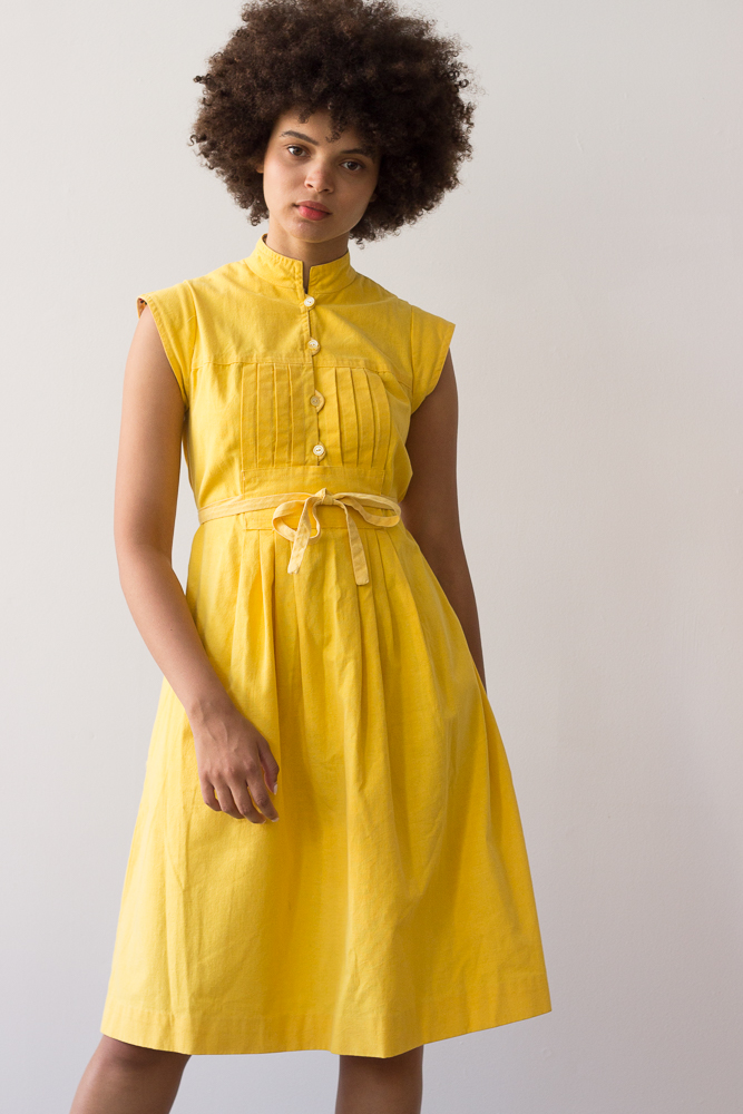 1970s Sunshine Yellow Cotton Dress