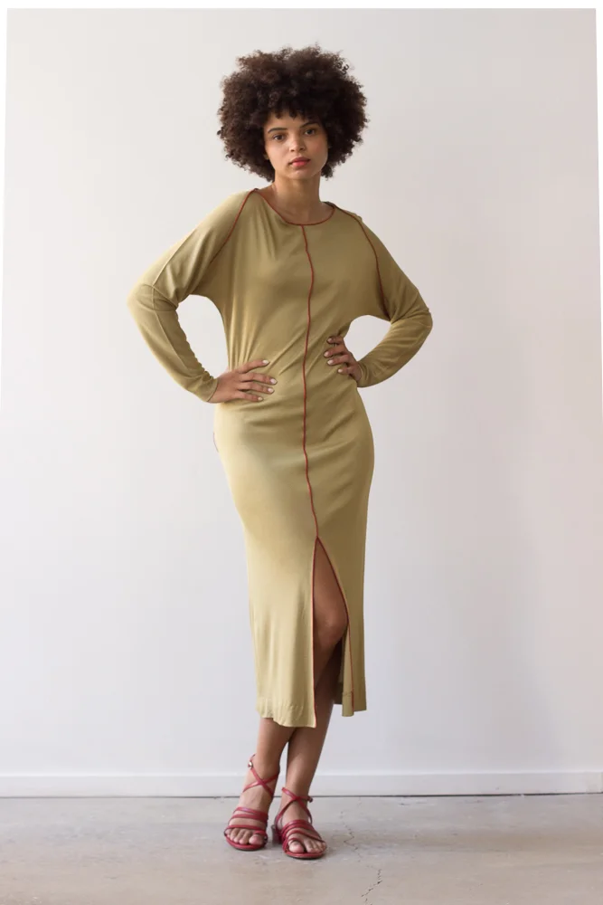 1970s Matte Jersey Seamed Dress  Wayward Collection