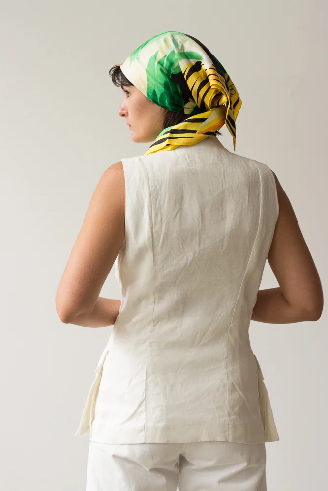 1990s KENZO Paris White Linen Vest