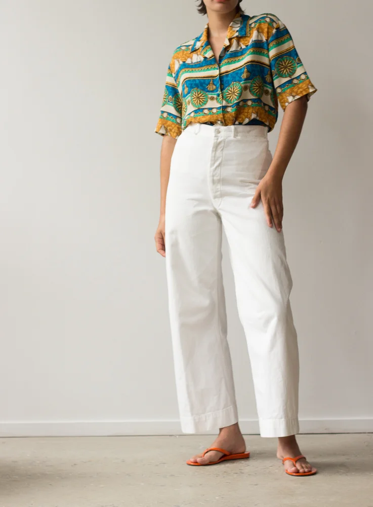 1940s White Cotton Navy-Issue Sailor Pants