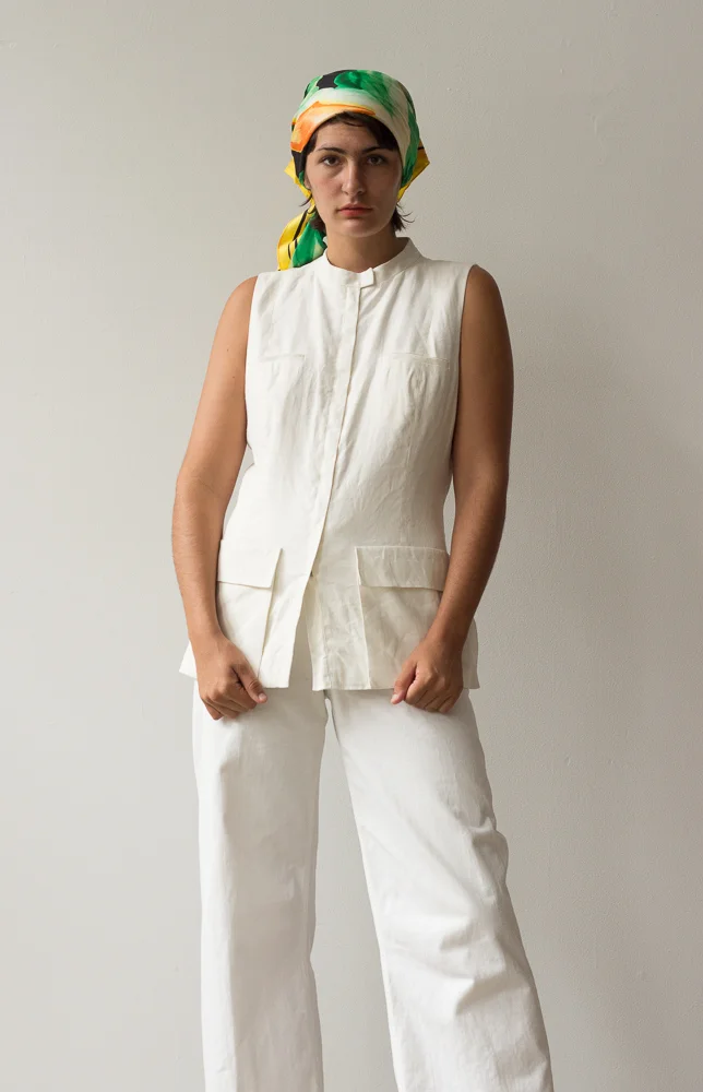 1980s Giant Day Lily Print Silk Scarf