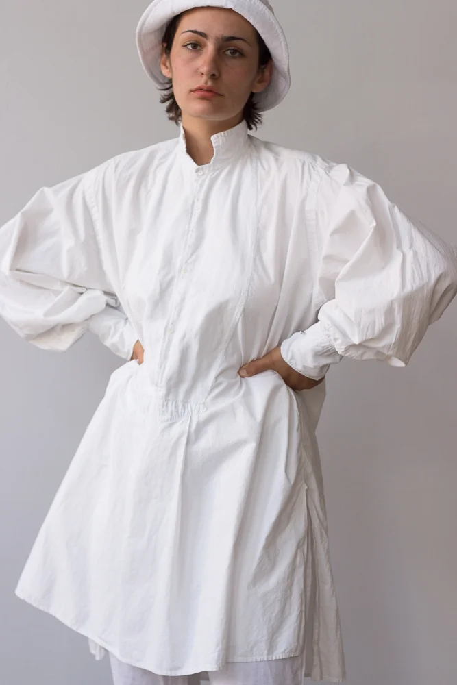 1910s French Cotton Nightshirt with Delicate Embroidery