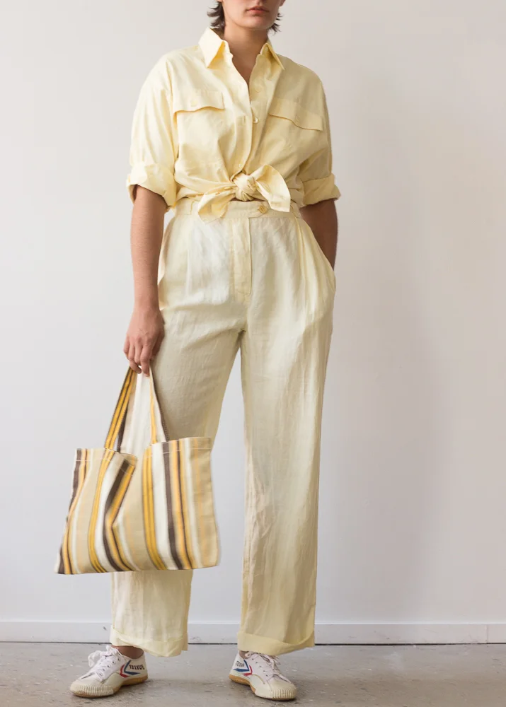 1980s Wide Cotton Striped Tote