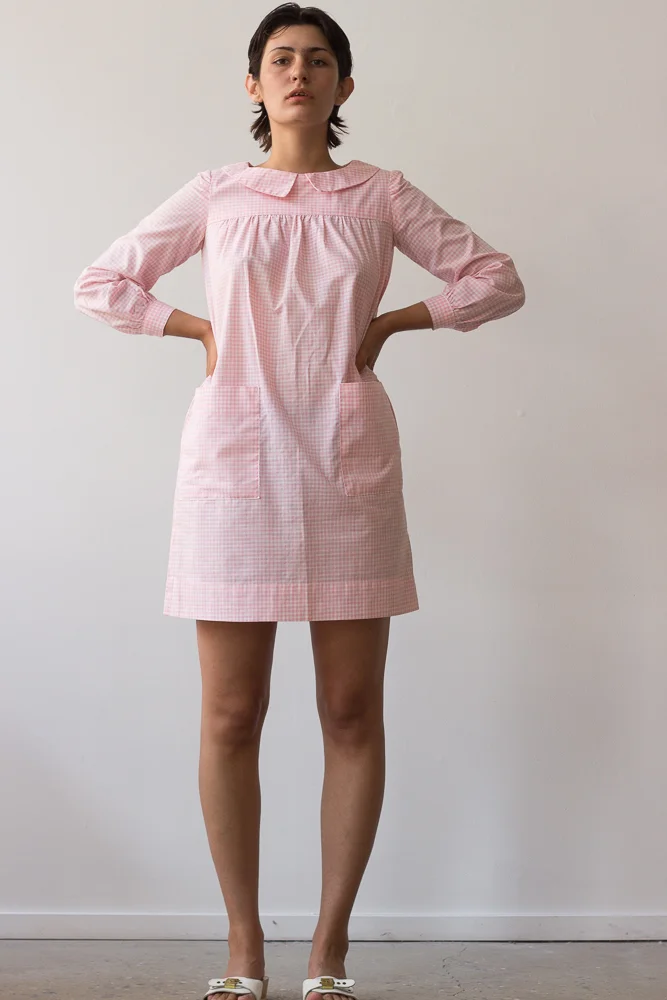 1960s Rosemary's Baby Pink Gingham Mini Dress