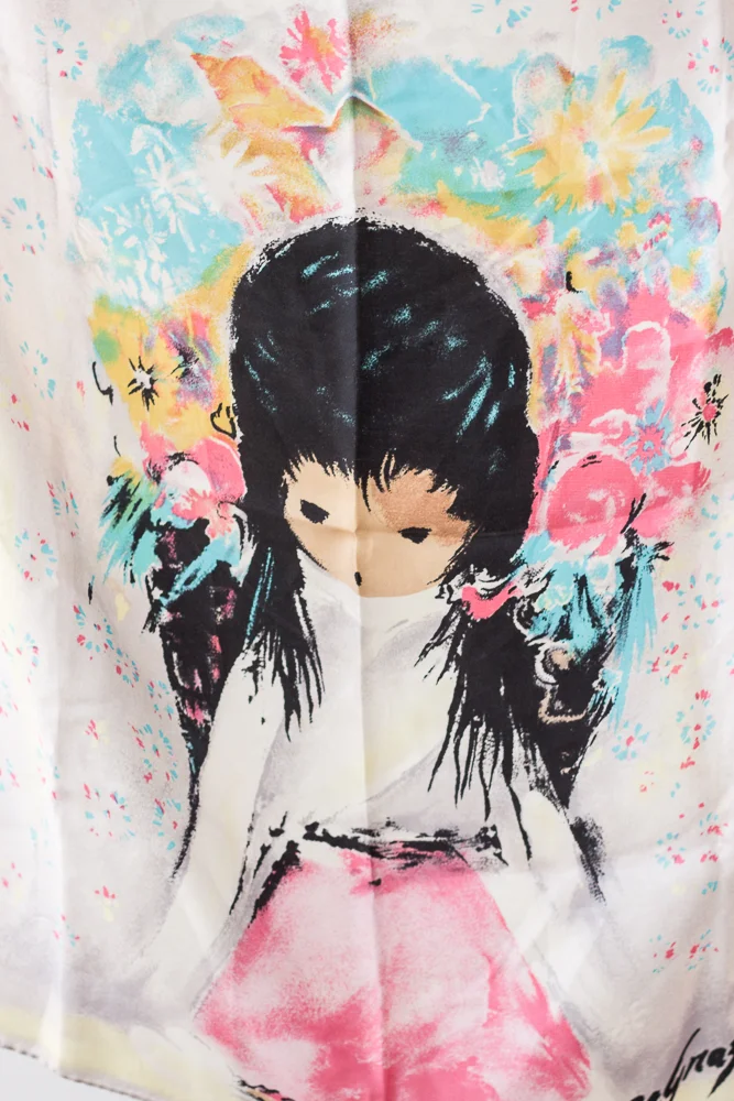 1970s Ted DeGrazia "Doll" Silk Scarf