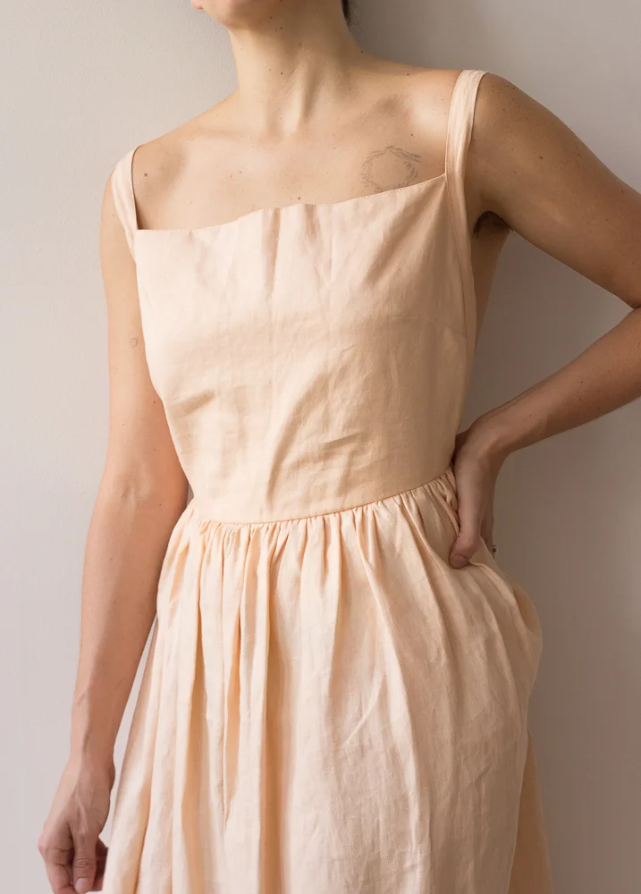 square neck linen maxi dress Ivory Cocktail Print Linen Blend Dress - Maxi Dresses main image 0