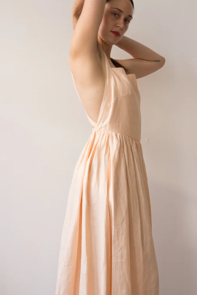 1980s Saba Italian Linen Backless Sun Dress