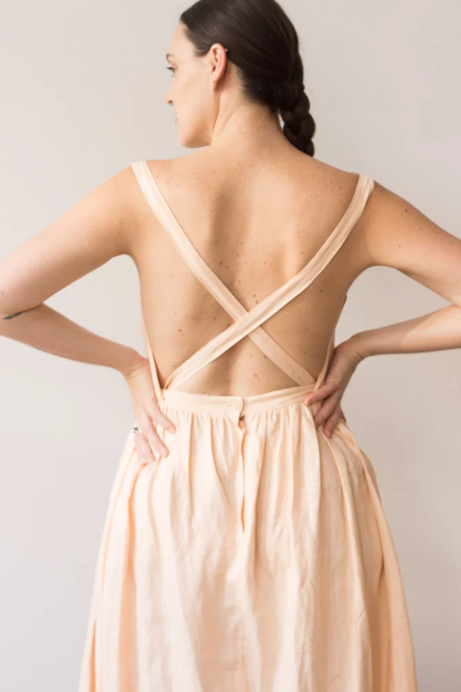 1980s Saba Italian Linen Backless Sun Dress Wayward Collection 1980s Saba Italian Linen Backless Sun Dress Wayward Collection