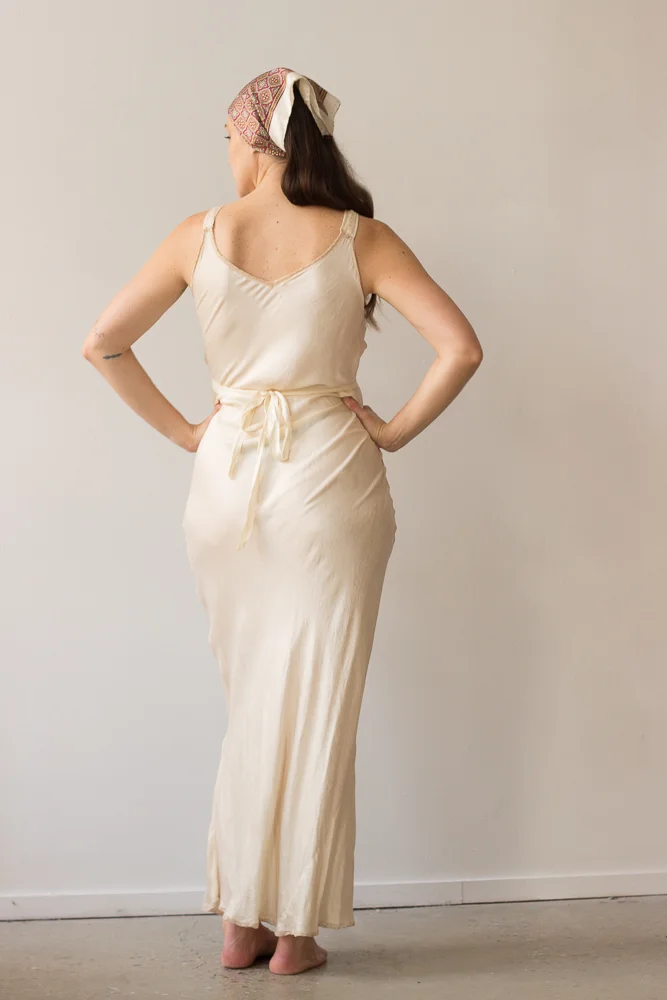 1930s Cream Silk Slip Dress