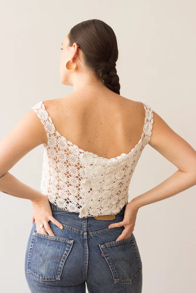 1910s Edwardian Crocheted Lace Corset Cover