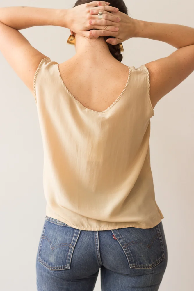 1980s Nude Silk Tank