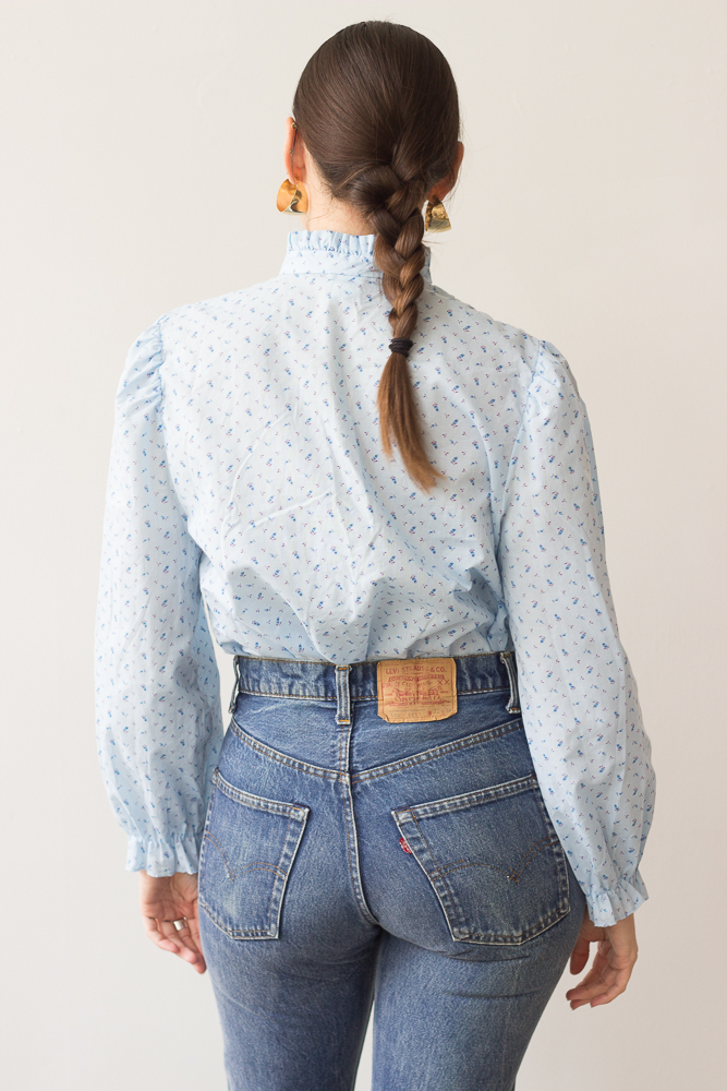 1970s Ditzy Floral Smocked Blouse