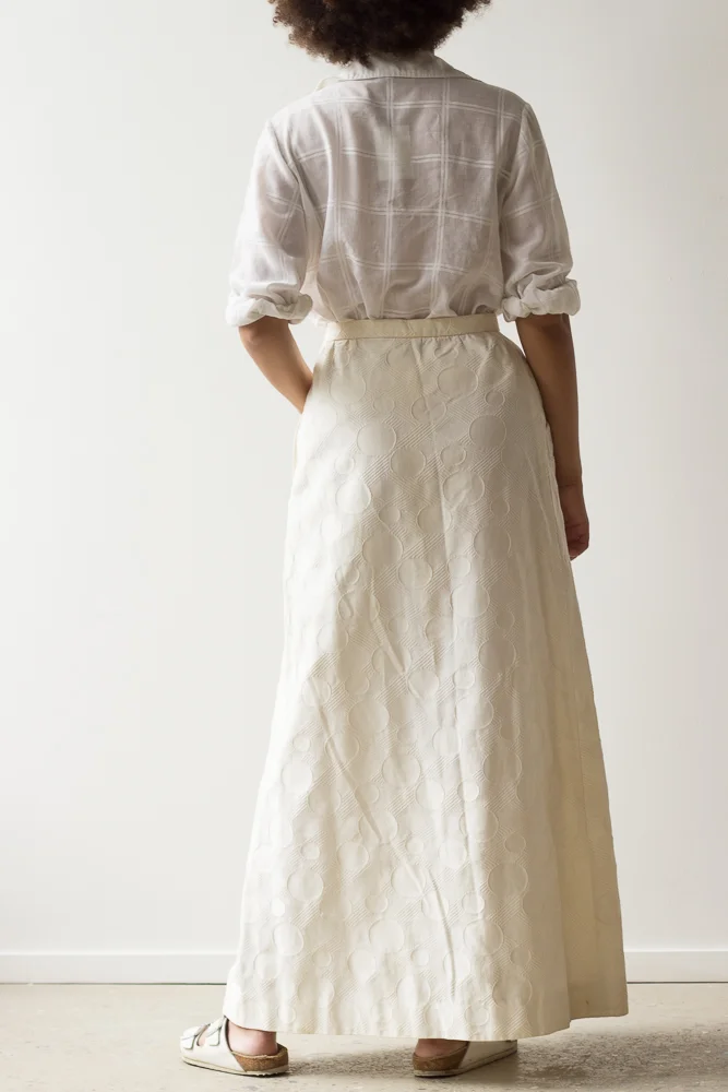 1960s Nelly de Grab Cream Jacquard Maxi Skirt