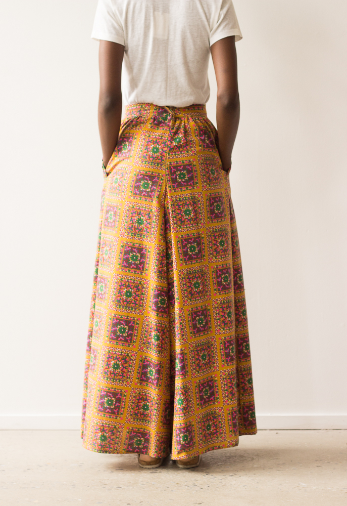 1960s Cotton Foulard Print Palazzo Pants