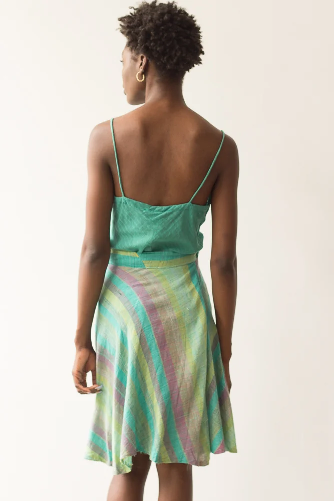 1970s India Cotton Madras Print Wrap Skirt