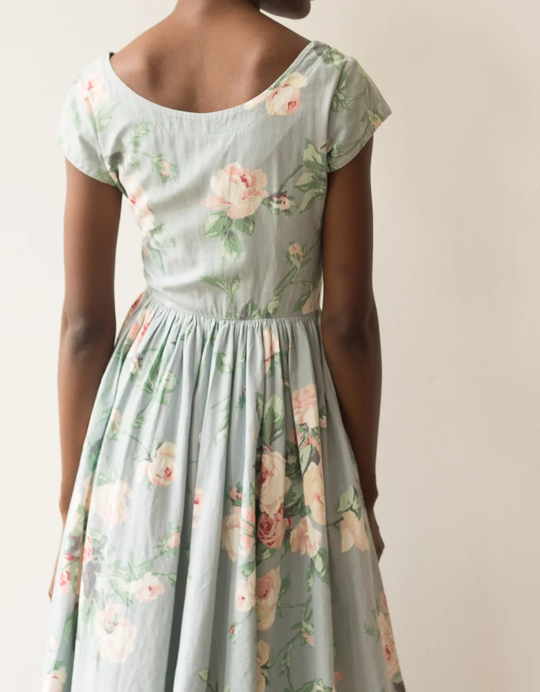 1980s Garden Party Cotton Dress