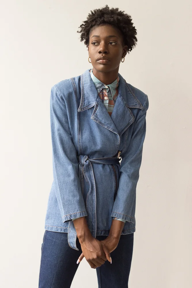 1980s Denim Belted Motorcycle Jacket