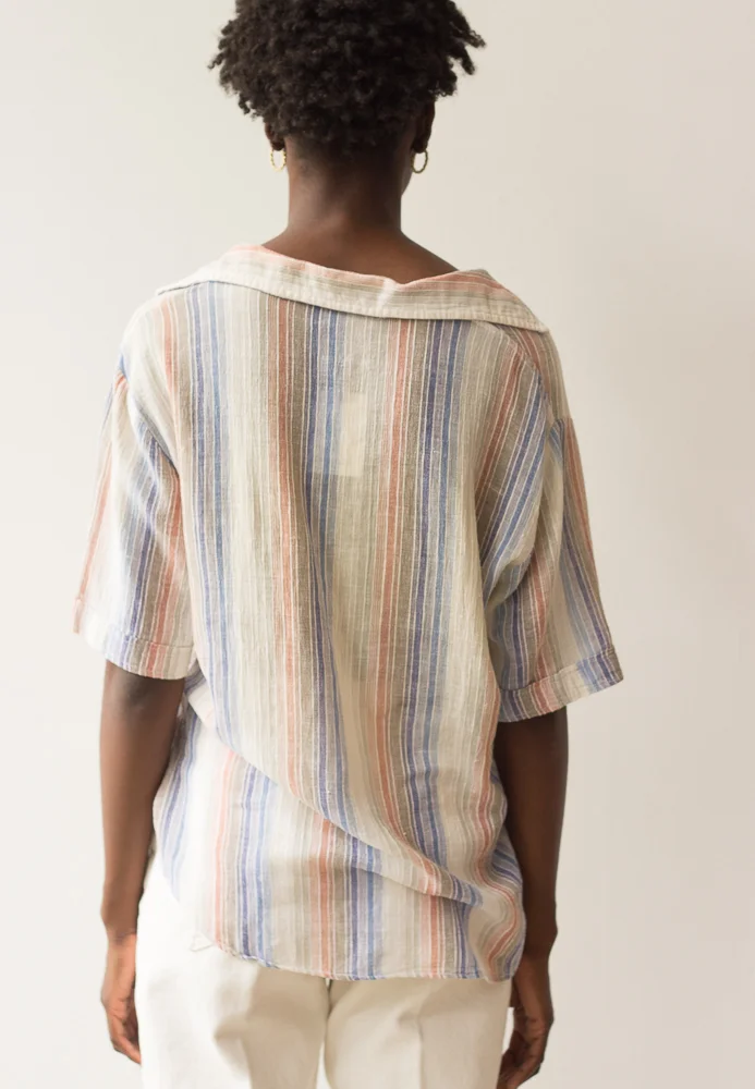 1970s Featherlight India Cotton Striped Top