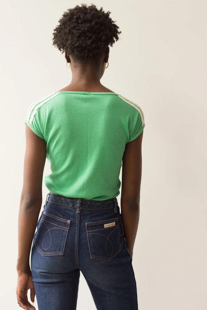 1970s Spearmint Green Racer Stripe Tee