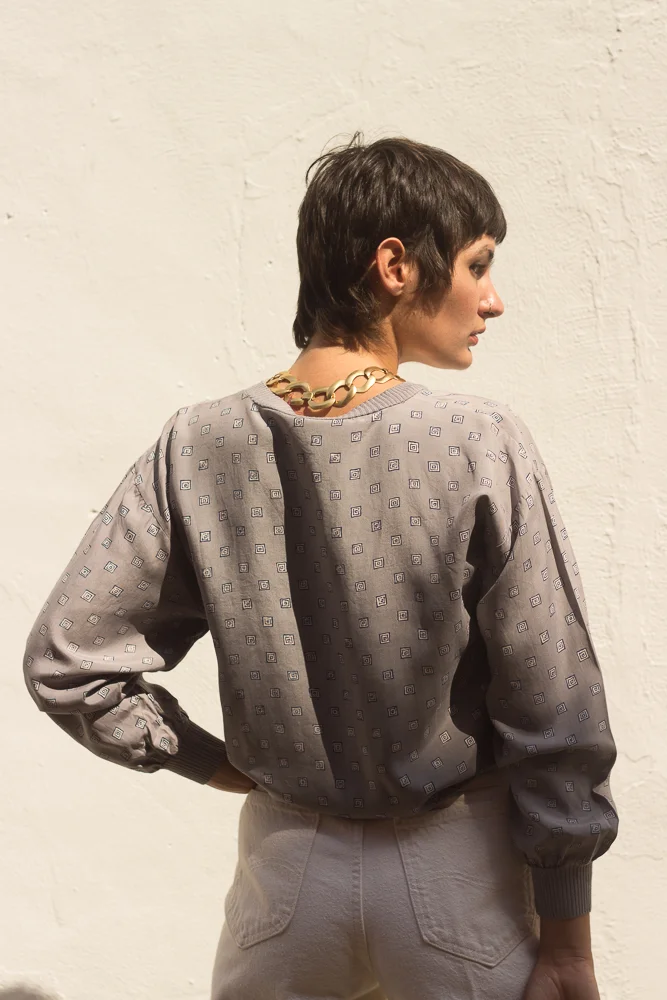 1980s Gray Silk Sweatshirt Pullover