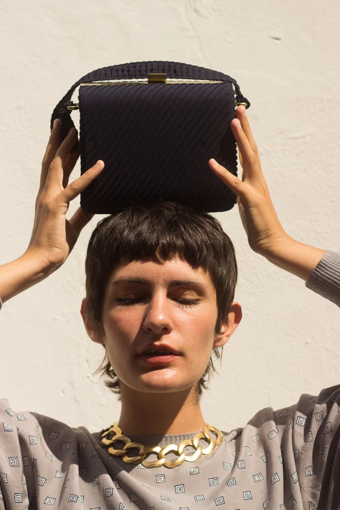 1950s Faille and Brass Frame Boxy Purse