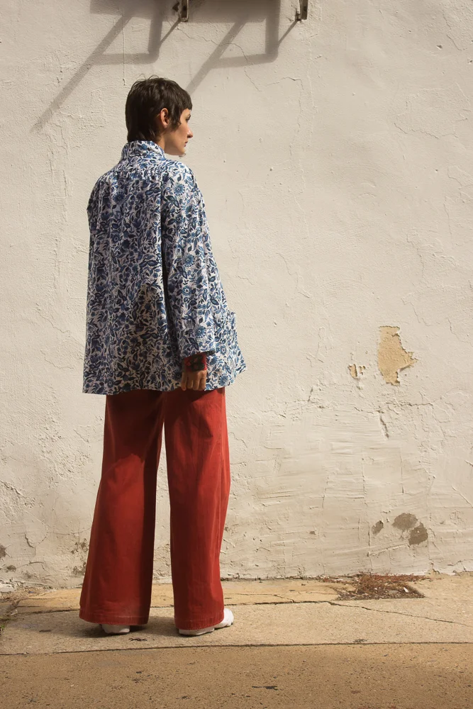 1970s Meissen Blue Onion Printed Trapeze Jacket