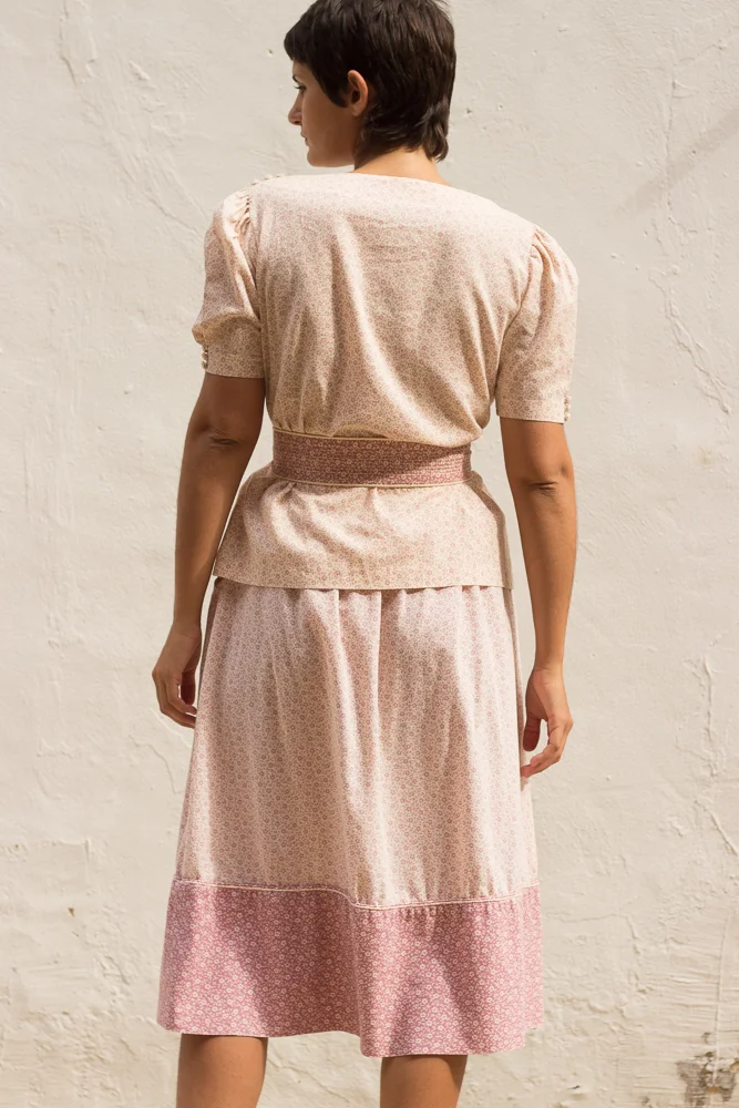 1970s Pale Lilac Ditsy Floral Two Piece Set