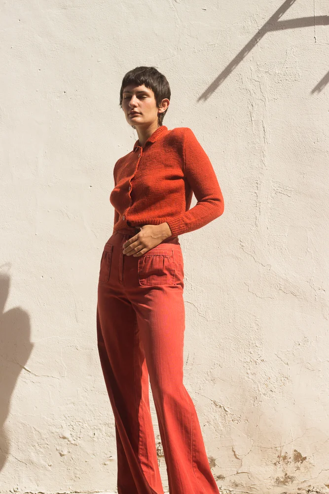 1960s Hand Knit Burnt Orange Cropped Cardigan — Wayward