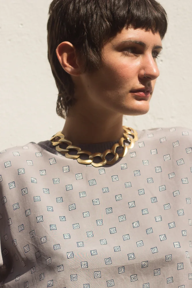 1980s Large Flat Curb Chain Collar