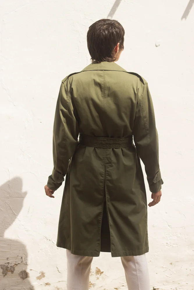 1970s Army Issue Cotton Trench Coat with Liner