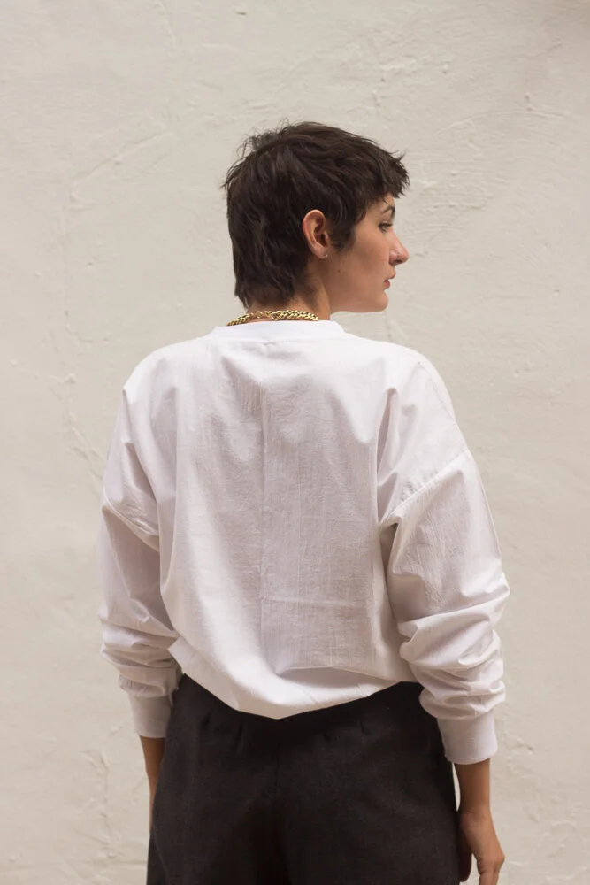 1980s White Cotton Slouchy Pullover