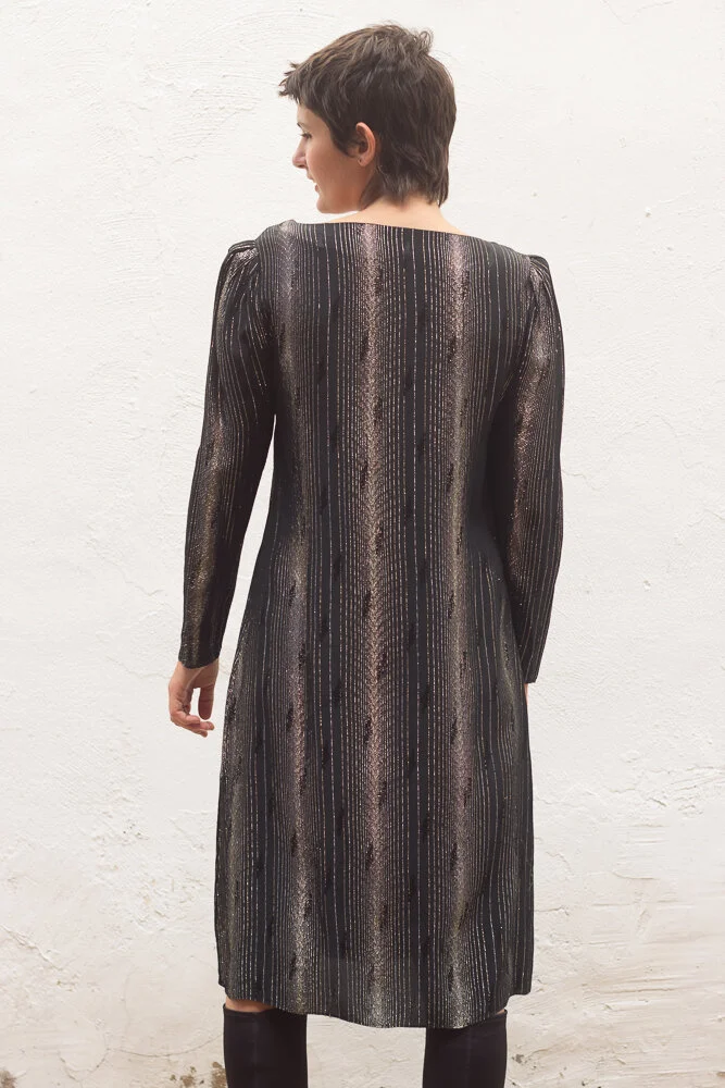 1970s Silver Lurex Smock Dress