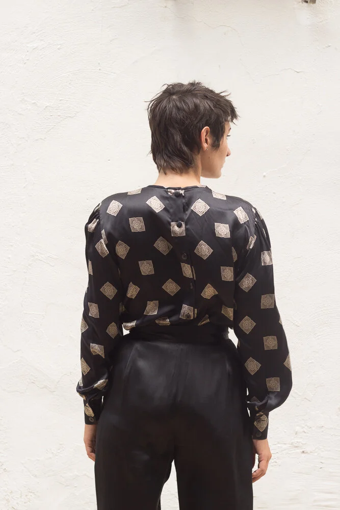 1980s ESCADA Silk Charmeuse Foulard Blouse