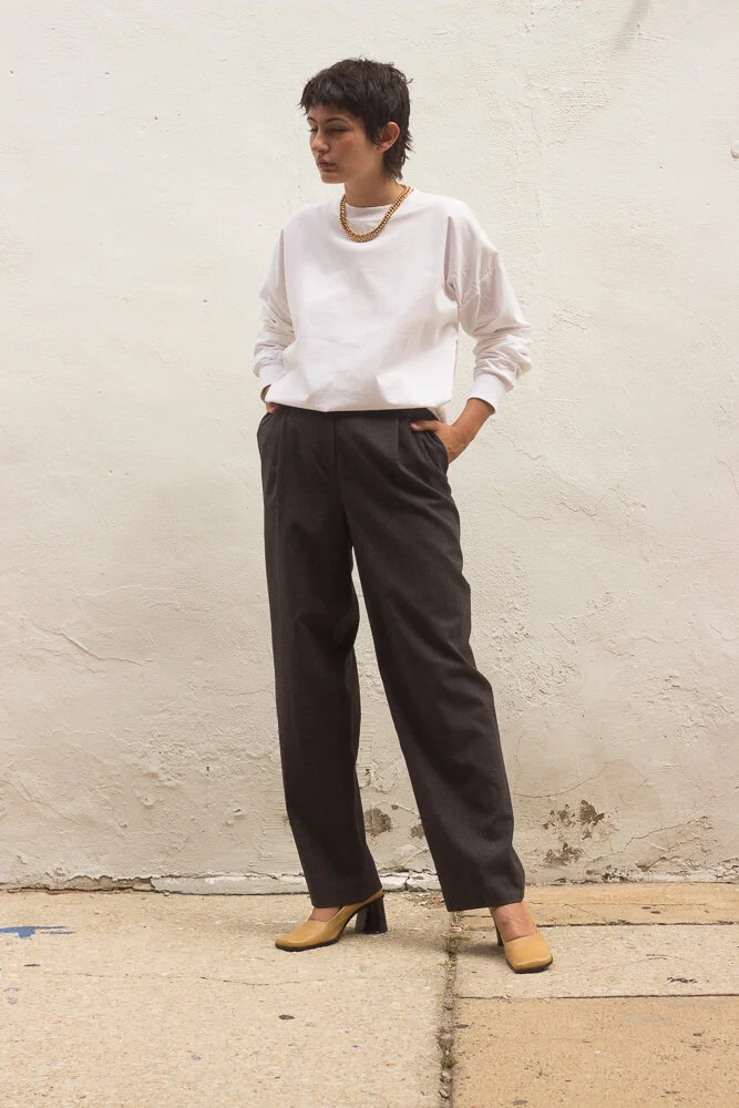 1980s Valentino Charcoal Wool Trousers