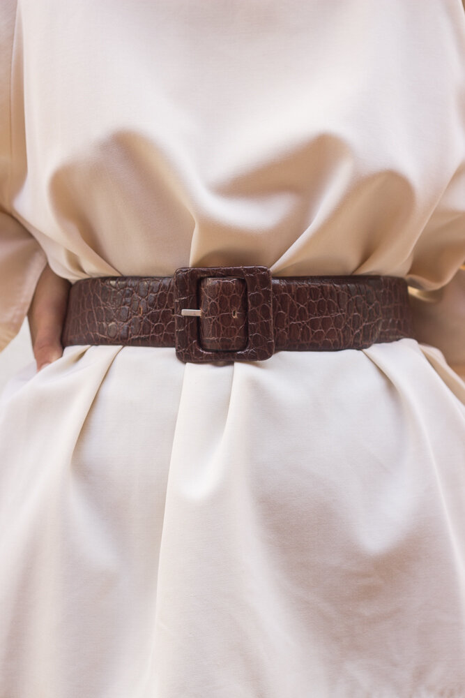 1980s Rich Espresso Crocodile Belt