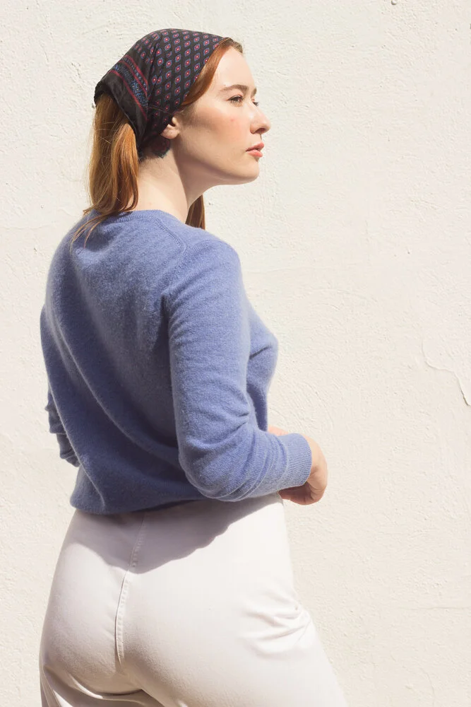 1990s Cornflower Blue Cashmere Essential Cardigan