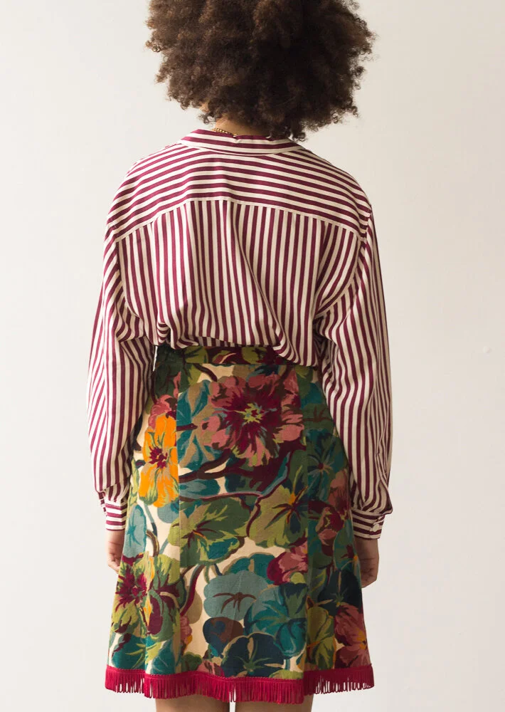 1990s Moschino Cheap &amp; Chic Floral Velvet Skirt