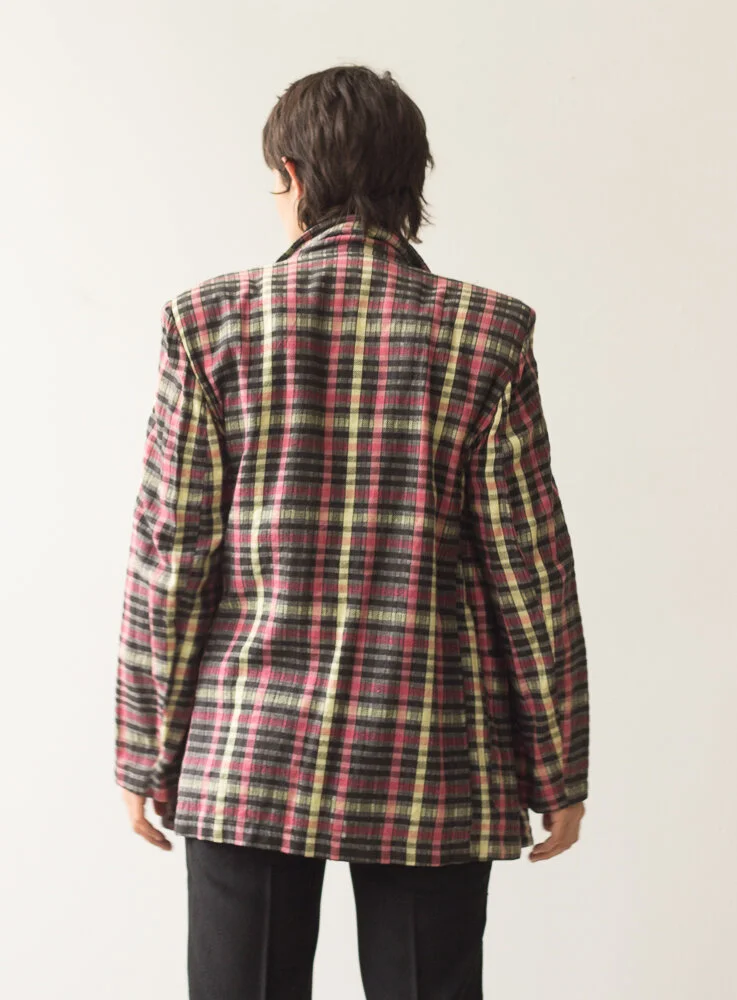 Late 1970s Woven Indian Madras Cotton DB Jacket