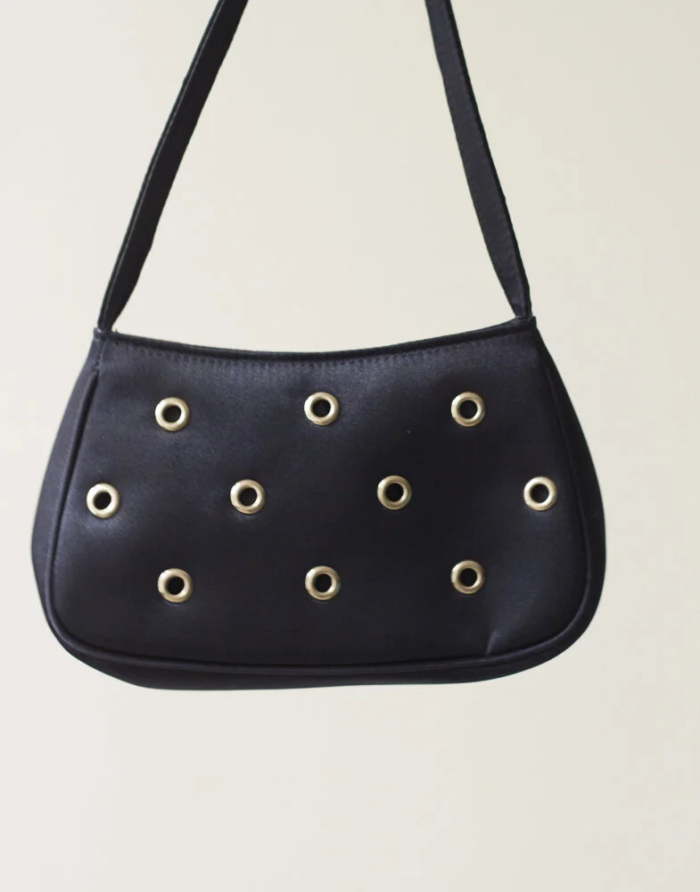 1990s Blue Satin Grommeted Micro Bag